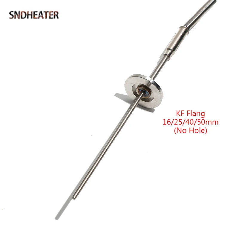 Sndheater แผงหน้าแปลนสุญญากาศเค PT100เทอร์โมคัปเปิล CF KF แผงหน้าแปลนทนต่ออุณหภูมิได้โพรบแบบงอได้