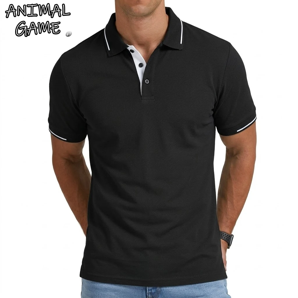 Sommer Herren Kurzarm Poloshirt Knopfleiste Klassische T-Shirts für Männer Lässige Passform Pullover Luxuriöses Leichtgewichtiges Herrenhemd