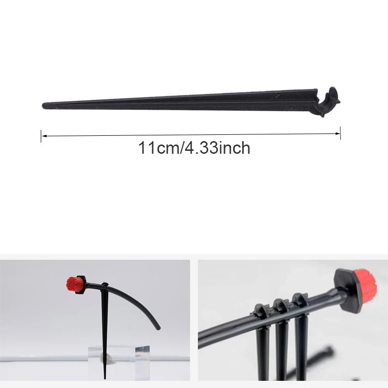 50Pcs Irrigation Drip Support Stakes C- Shape Fixed Stems Holder Bracket for 4/7mm Drip Irrigation Pipe Inserting Ground