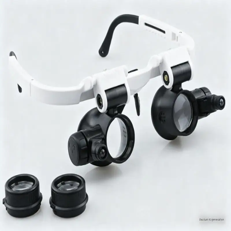 Head-wearing Magnifying Glass 8X Loupe With LED Light For PCB Welding Jewelers Professional Tasks