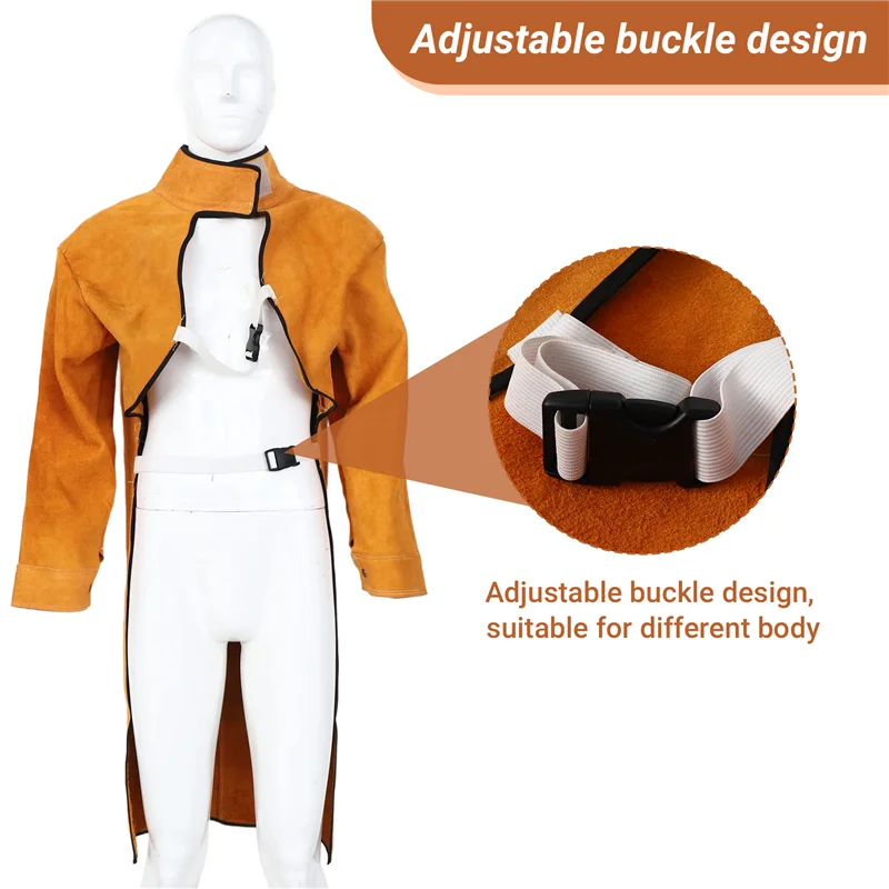 

BHTS-120Cm Welding Apron Flame Retardant Long Sleeve Welder Protective Clothing Split Leather Fire-Resistant