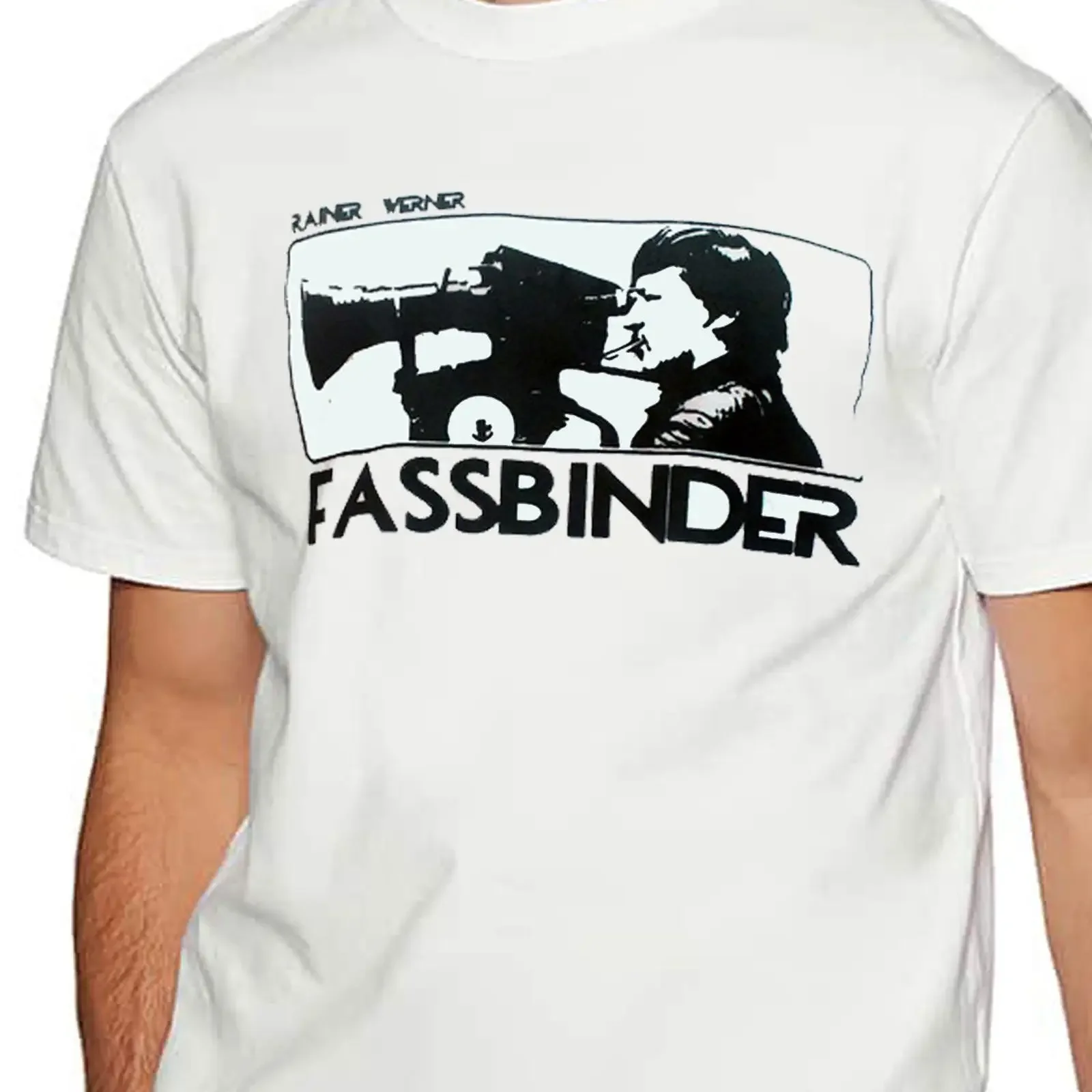 Men's White Rainer Werner Fassbinder Retro Filmmaker Print Casual  T Shirt vintage Washed Unisex Comfortable streetwear Stylish