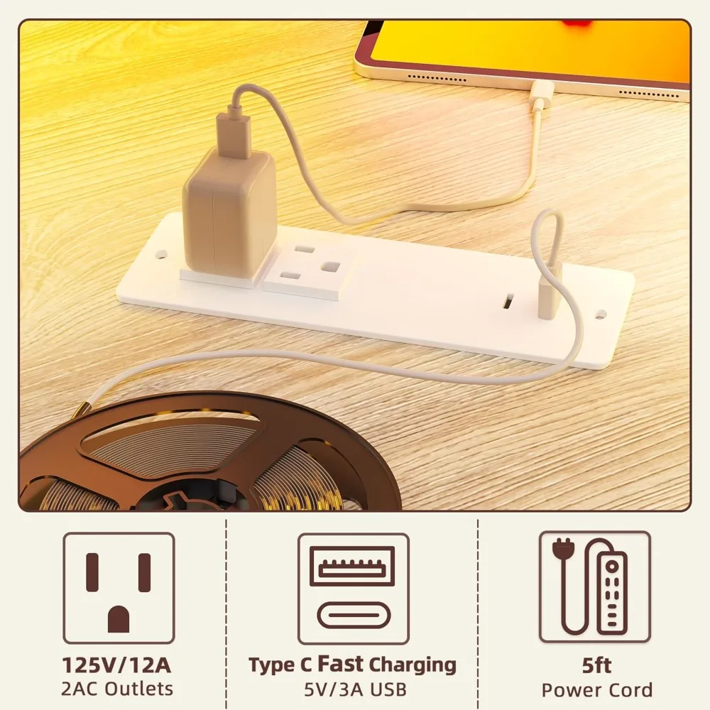 63'' L-Shaped Standing Desk Height Adjustable Corner Table with LED Light Strip Power Outlet And Ergonomic Monitor，Customized