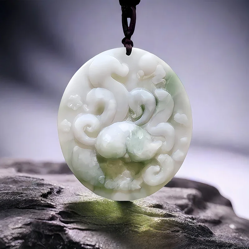 

Natural Real Jade Fox Pendant Necklace Charm Carved Jewelry Gift Fashion Chinese Gemstones Gifts for Women Men Stone Amulet