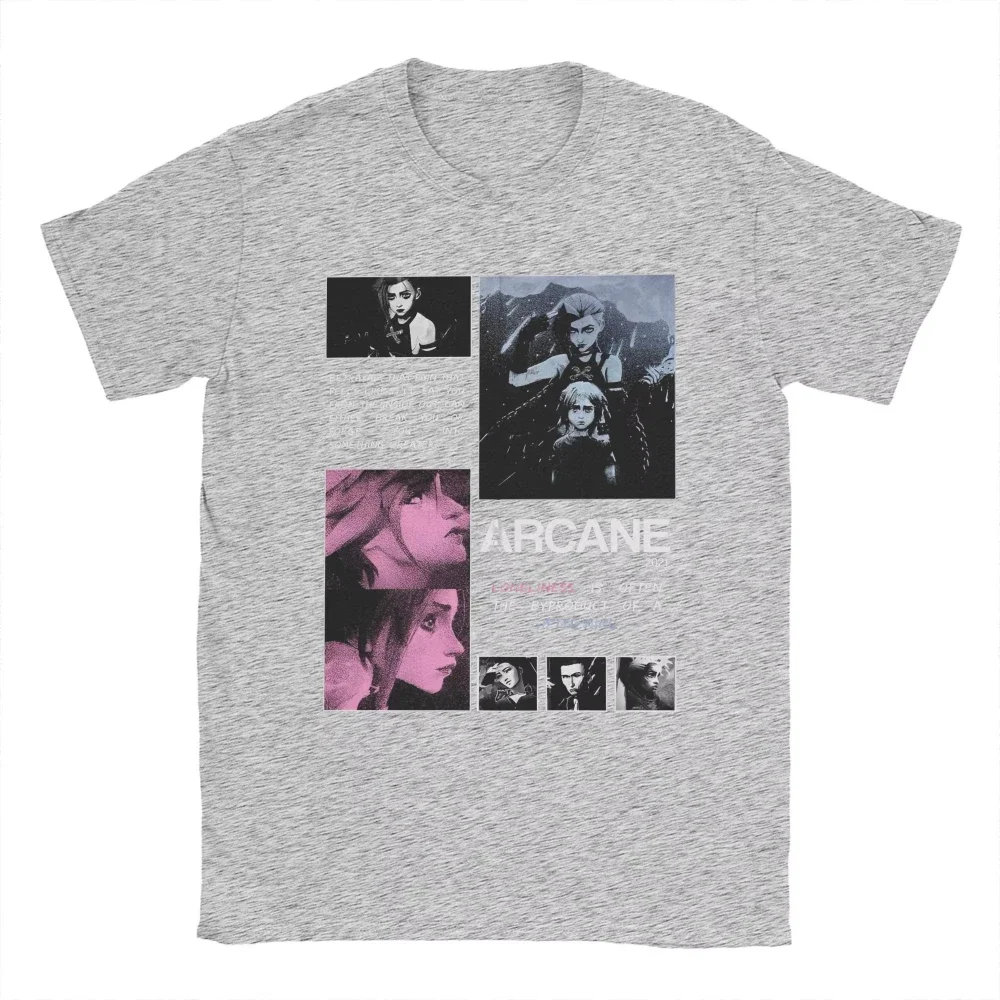 Maglietta da uomo Arcane Stagione 2 Jinx Vi Gioco anime Maglietta pura Merchandise Crazy T-shirt a maniche corte da donna