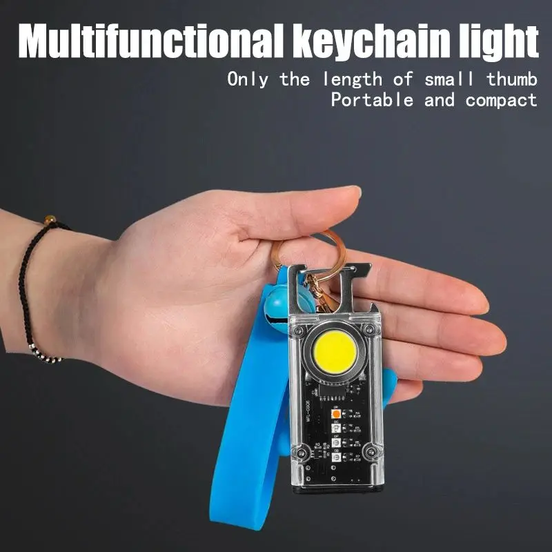 COB Key chain Work Light, EDC Flashlights 8 Light Modes,Emergency Lights with Opener and Magnet Base,for Camping