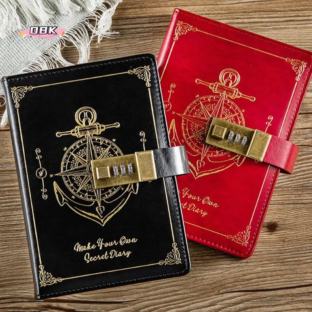 

Stationery Password Notebook Protecting Secrets Retro A5 Notebook with Lock Diary Book Stain Resistant Travelers Journal