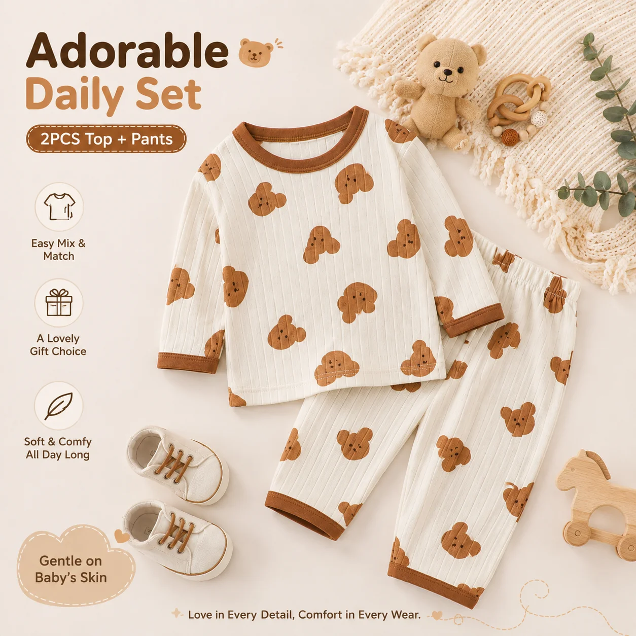Baby Boy pajamas Children Loungewear Long Sleeve Pajamas Cute Deisgn Lightweight and Comfortable Fabric Sleepwear Outfit - view 5
