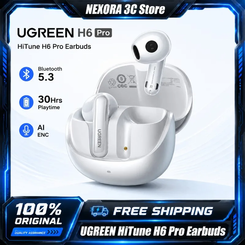 

UGREEN HiTune H6 Pro Wireless Earbuds Adaptive ANC Active Noise Cancelling Headphones LDAC Hi-Res Audio Game Earphones