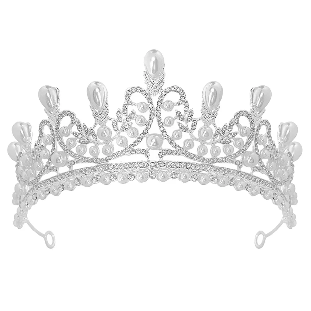 

Pearl Teardrop Tiara Delicate Bridal Crown Wedding Headband for Women Bride Birthday Tiara Decorative Accessories