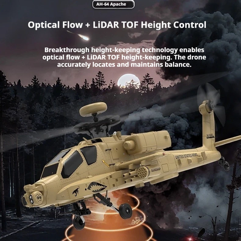 Yuxiang 2025 هليكوبتر تعمل بالتحكم عن بعد F11h Apache Aileron صورة مسلحة مجانية آلة حقيقية لتحديد المواقع لعبة ذكية