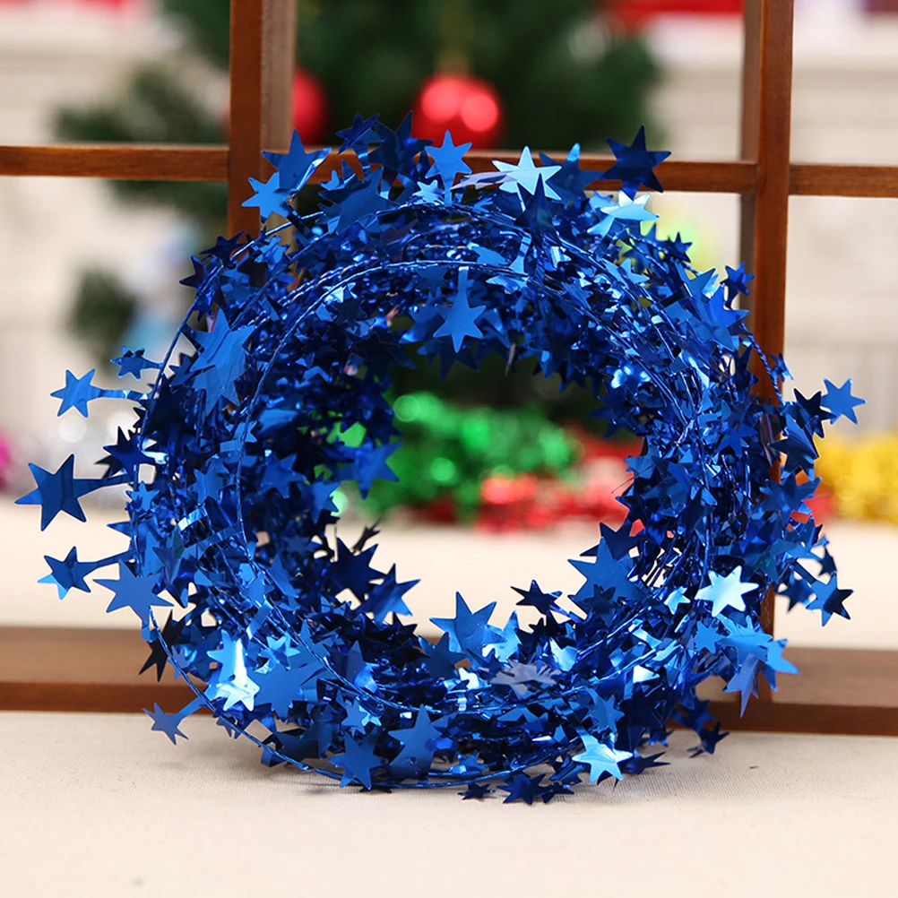 

10 pcs Christmas Tree Decorations Shiny Star Tinsel Metallic Hanging Wreath Multicolor Festival Home Party