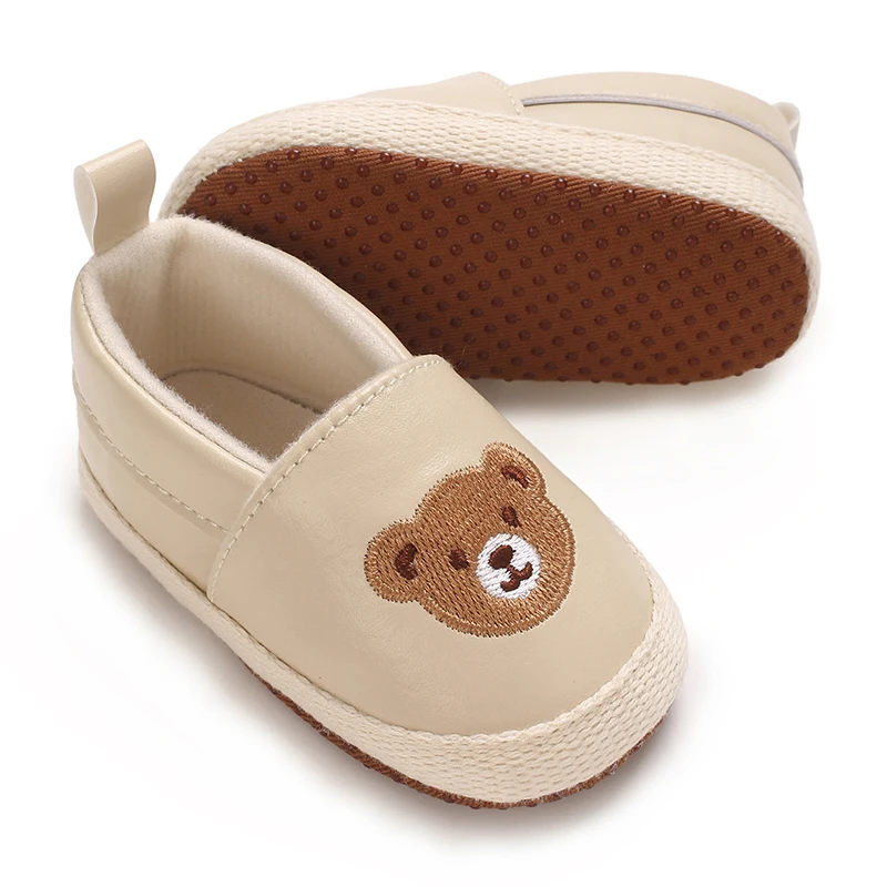 Baby Girl Baby Casual Flat Shoes Flat Shoes Bear Embroidery Soft Sole Spring Autumn Preferred Walking Shoes