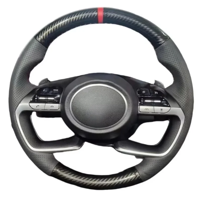 

Индивидуальный чехол на руль из карбона и кожи для Hyundai Santa Cruz, Tucson, i20, Tucson CN7, AVANTE