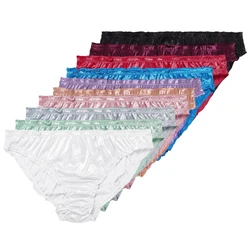 Plus Size Women's Satin Panties Low-Waist Ruffle Sexy Underwear Comfortable Bikini Briefs High Elastic Ladies Underpants