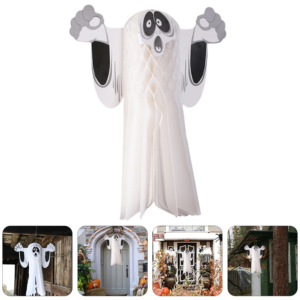 قطعتان من ديكور قرص العسل لشبح الهالوين، متين وخفيف الوزن للتعليق على الحائط، جو احتفالي واقعي، شبح معلق