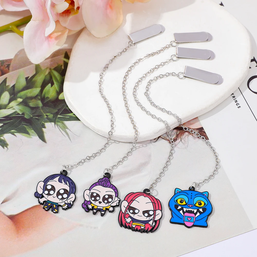 

KPop охотники на демонов, мультяшные закладки, металлическая цепочка, закладки, подвески, уникальные аксессуары для чтения для книжных червей и фанатов Kpop