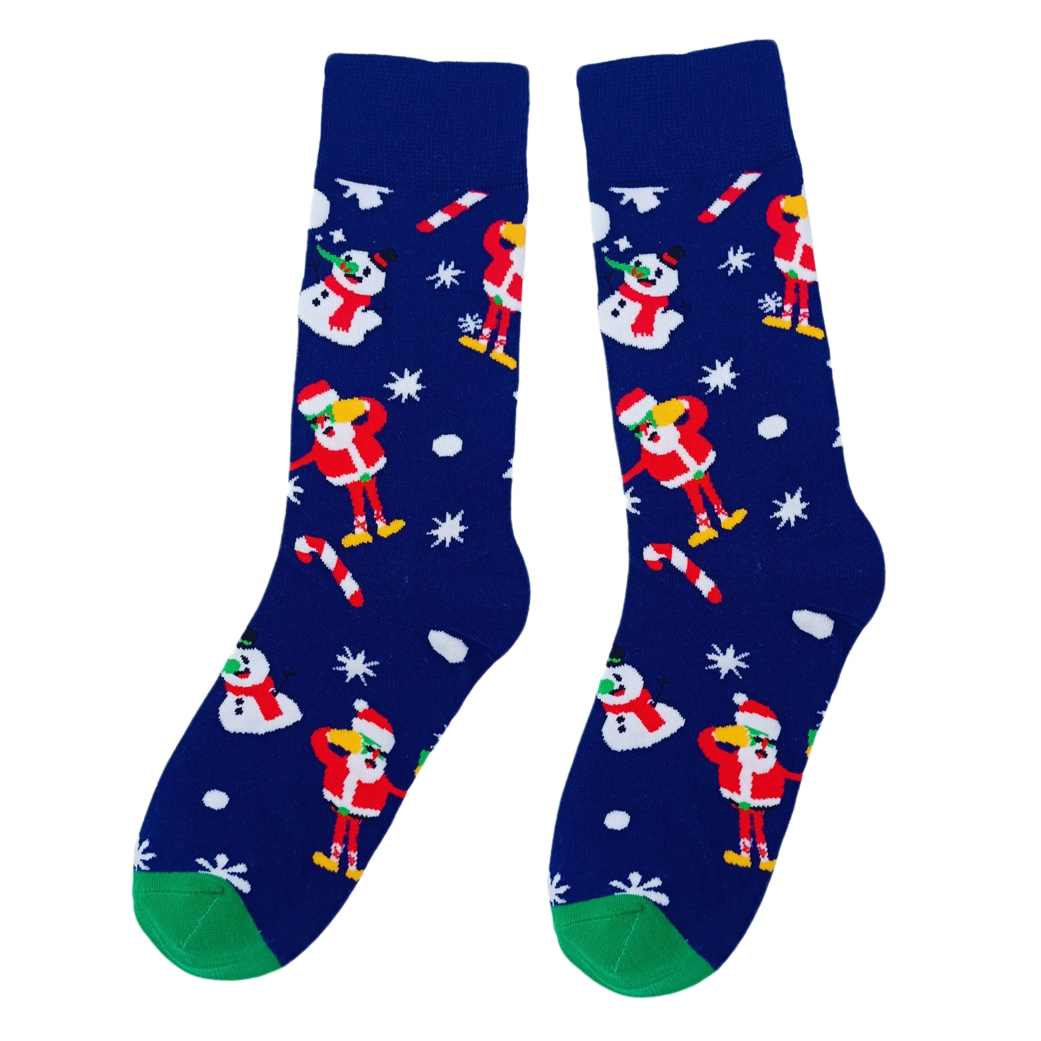 1 pair of Christmas trendy socks, Santa Claus and Cher couple style mid-calf socks