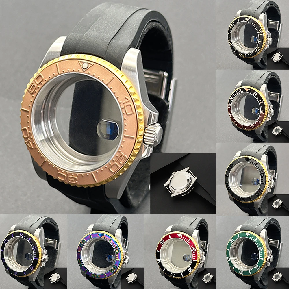 40mm NH35 case Silver Rose Gold  ceramic bezel sapphire steel suitable for diver NH34 NH35 ETA 2836-DG movement waterproof