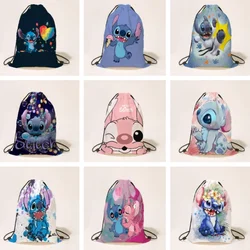 Lilo & Stitch Drawstring Bags Disney Stitch Cartoon Backpack for Children Large Capacity Storage Bags Kids Cotton School Bags