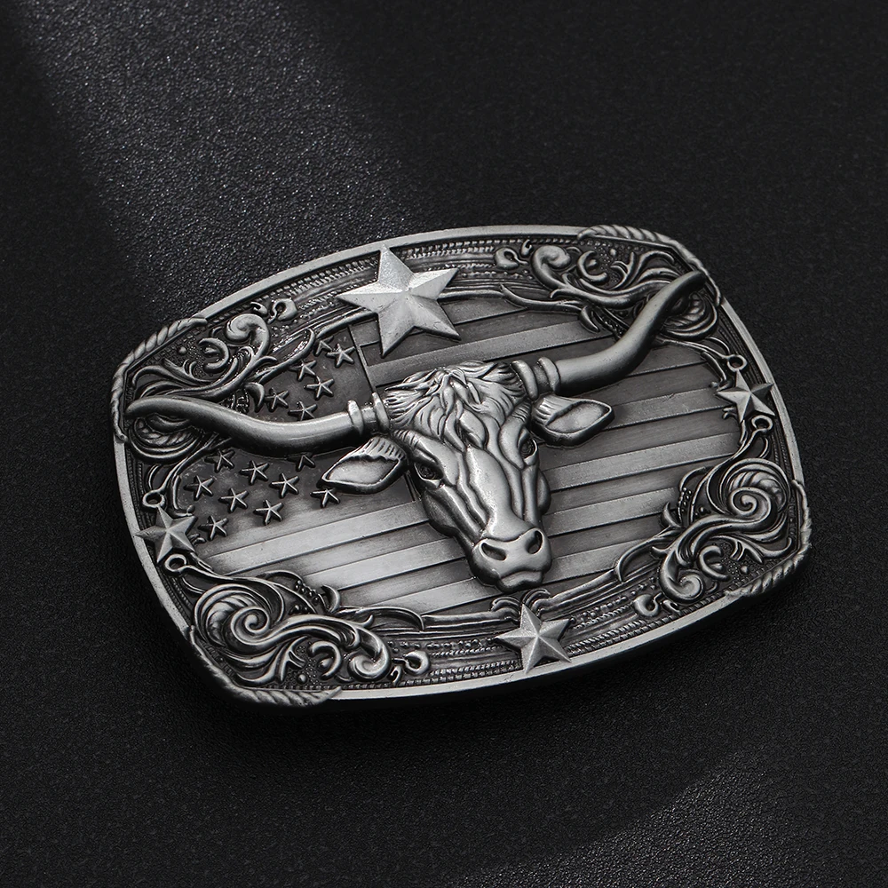 Western Cowboy Bull Head personalità della moda Versatile alla moda novità fibbia per cintura da uomo fibbia liscia