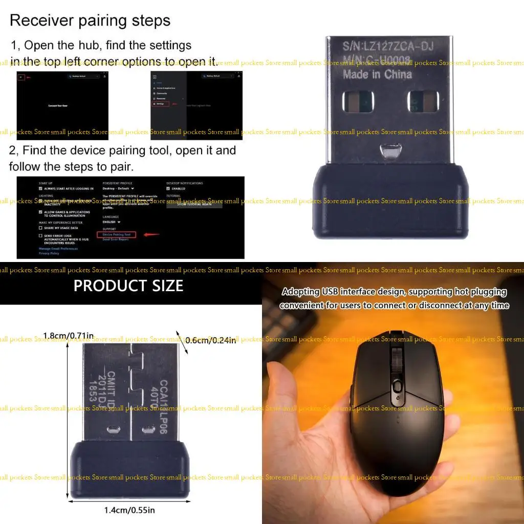 

R1WD Efficient USB Adapter for G304 G305 Wireless Mouse Receiver Wireless Adapter Provide Uninterrupted Connectivity