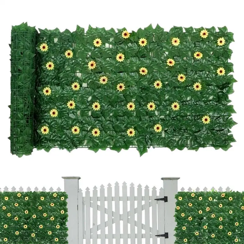 

Artificial Privacy Fence Screen 1x3m Faux Privacy Plant Vine Hedge Fence Greenery Plant Vine Grass Panels With 96 Sunflowers