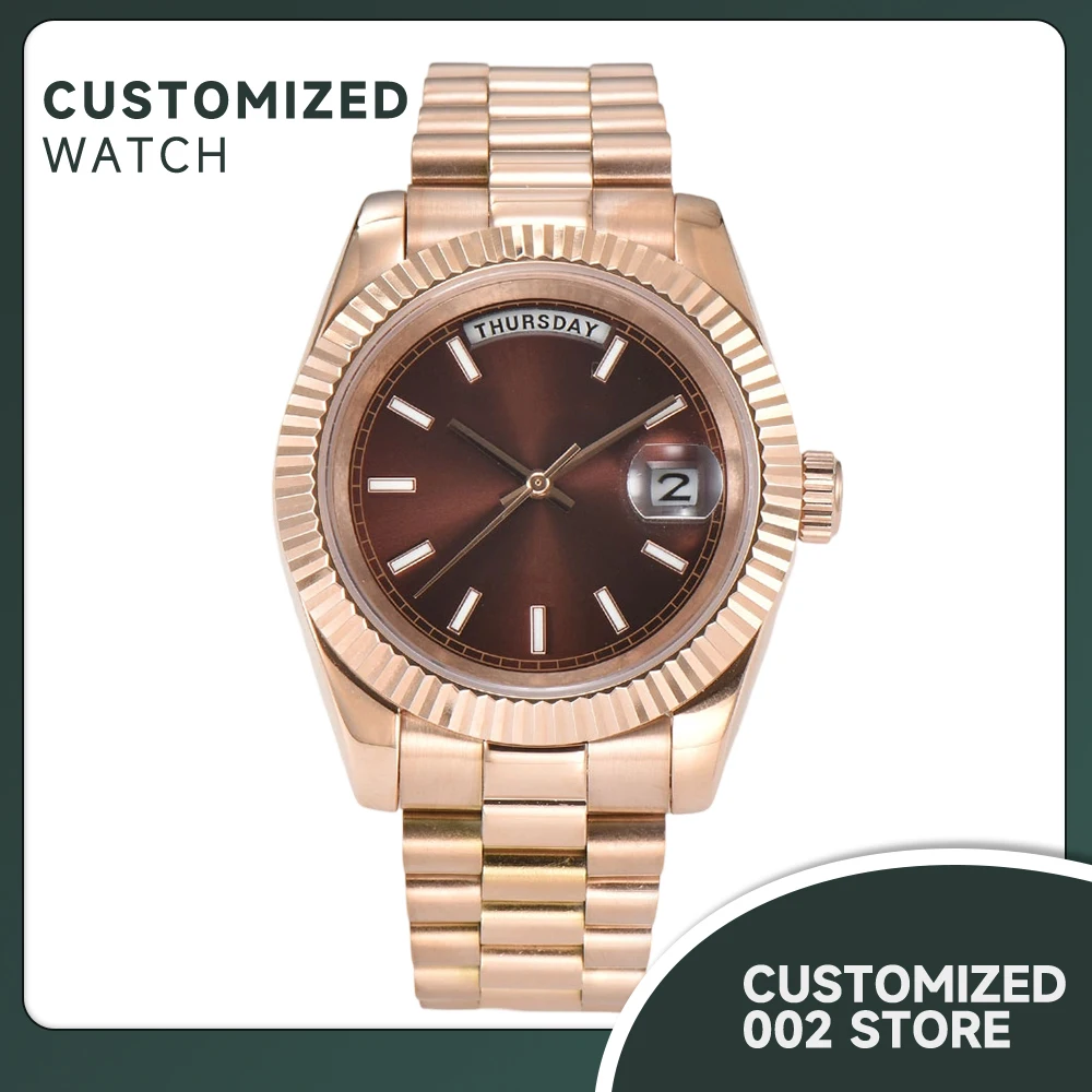 Мужские часы 8285, корпус из нержавеющей стали, индивидуальный логотип 8285, двойной календарный механизм, сапфировое стекло, водонепроницаемые часы