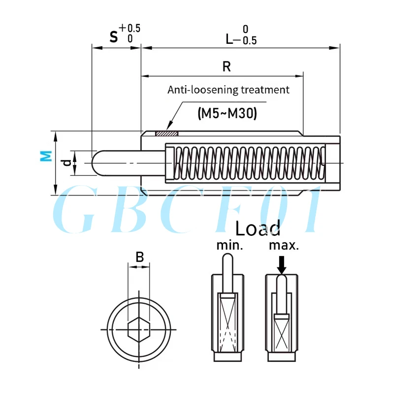 Bolts Spring Plunger, Automation Components,Spring Plungers, Hexagon Lock Spring Screw and Pin,Long Stroke Plunger M3-M15