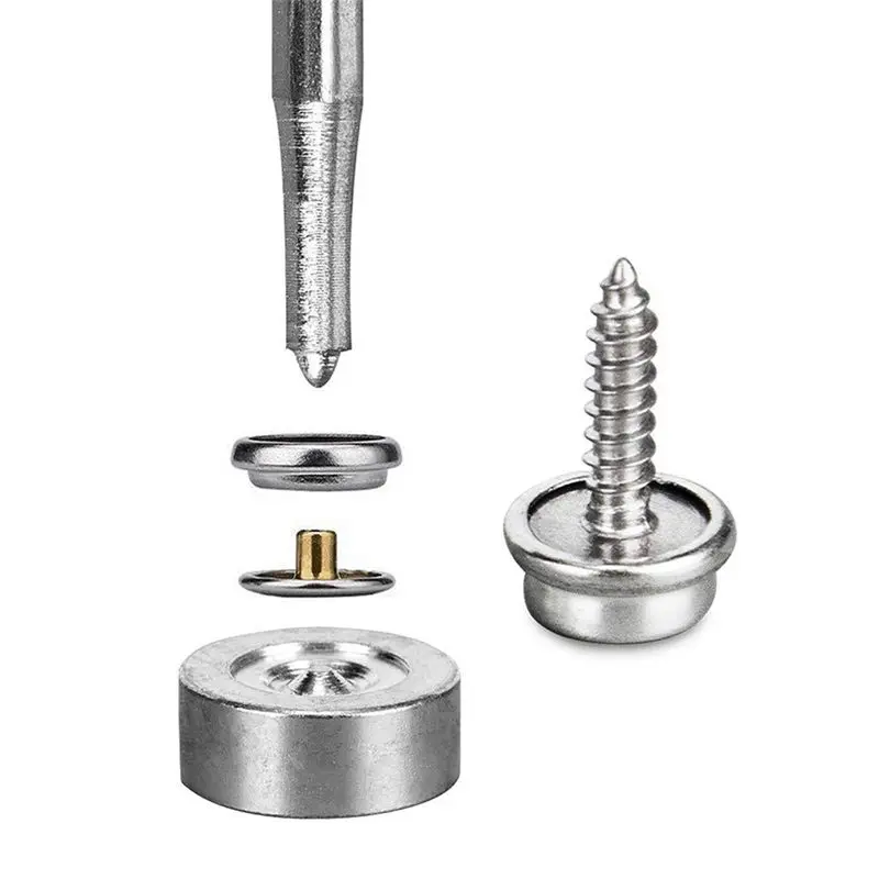 AU28-200Pcs 15Mm Boat Cover Canvas Stainless Steel Snap Fastener Clip Awning Button Rivet Marine Hardware Accessories