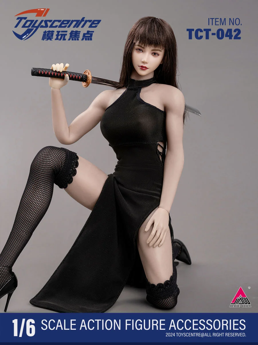 Toyscentre TCT-042 1/6 Black Sexy Slit Strap Dress Clothes Model Fit 12'' TBL S16A Female Soldier Action Figure Body Doll