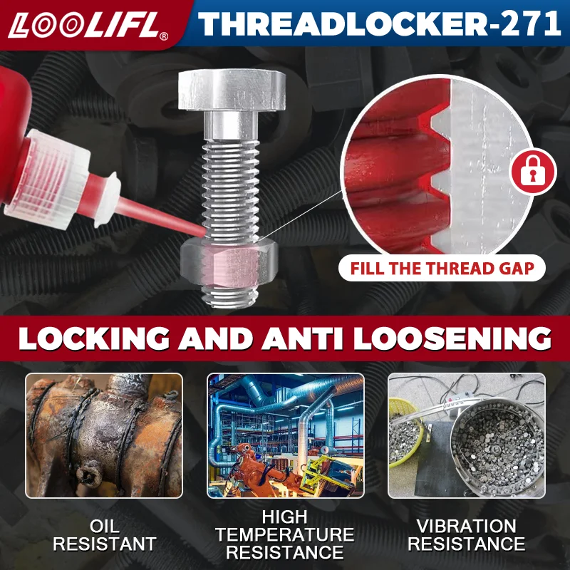 LOOLIFL Thread Locking Agent Is Suitable for Preventing Loosening and Corrosion of Automotive Mechanical Nuts, Bolts, and Fasten