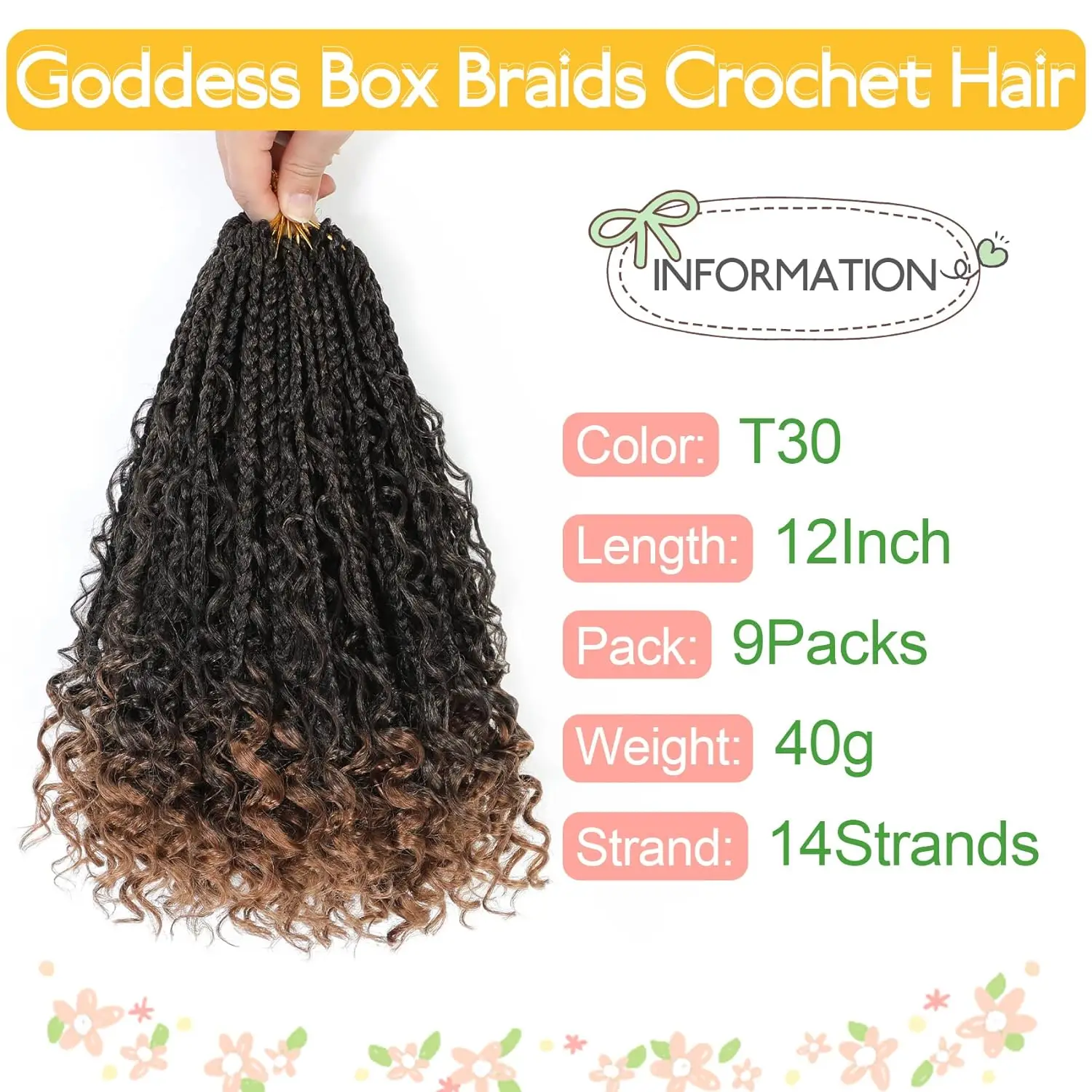 1-9Pacs Synthetic Goddess Box Braids Crochet Hair For Black Women Box Braids with Curly End