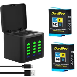 DuraPro-Batería Para GoPro 11, cargador de 3 ranuras LED con puerto tipo C para Cámaras Deportivas Hero 12, 10, 11, 9