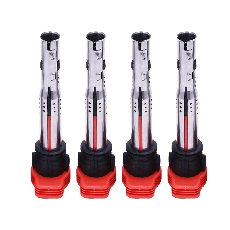 4 Pcs Car Ignition Coil Car Accessories Silver & Red For VW Jetta Golf Passat Tiguan CC For  A3/A4/A5/A6/A7/A8 TT