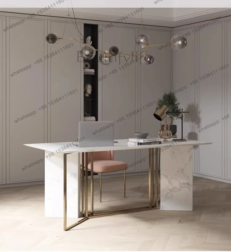 Modern light luxury large desk living room rock slab one word minimalist desk writing desk