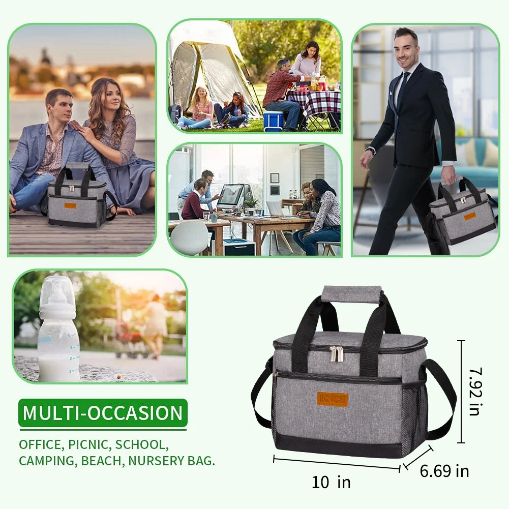 1 Stück wiederverwendbare Lunchtasche, isolierte Lunchbox für Arbeit, Büro, Picknick, Strand, weicher Kühler, Kühltasche, Cross-Body für Männer und Frauen – Detail 3