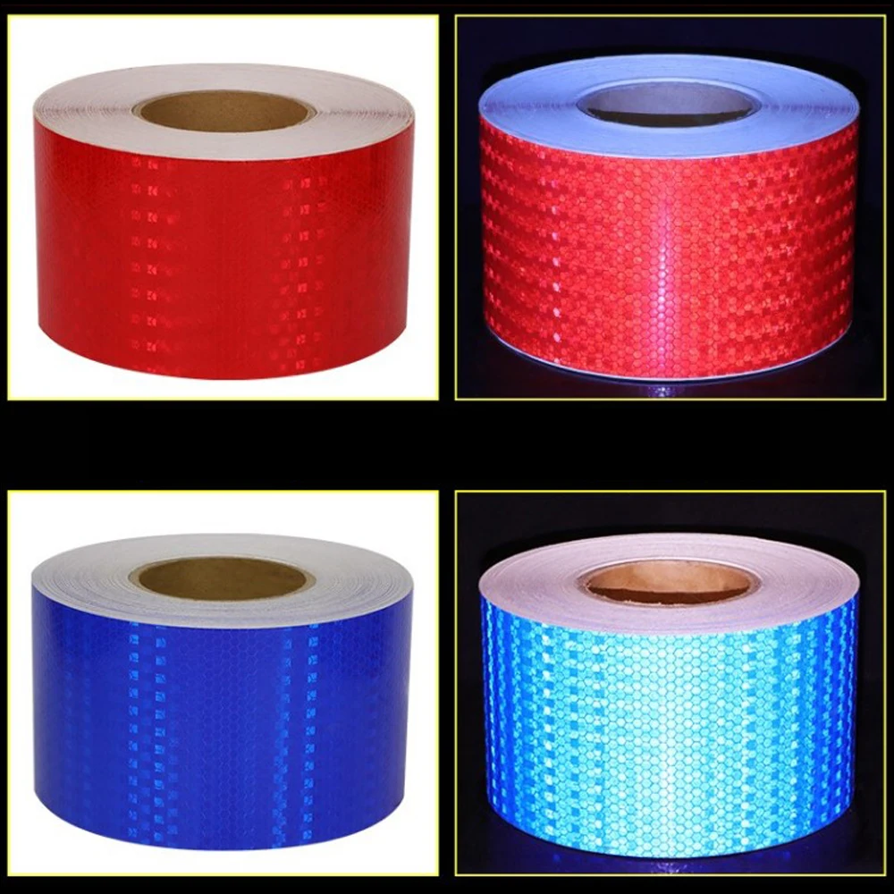 10cmx10m Red Small Shining Square Reflector Stickers Self-Adhesive Reflective Warning Tapes Waterproof Safety Strips For Bicycle