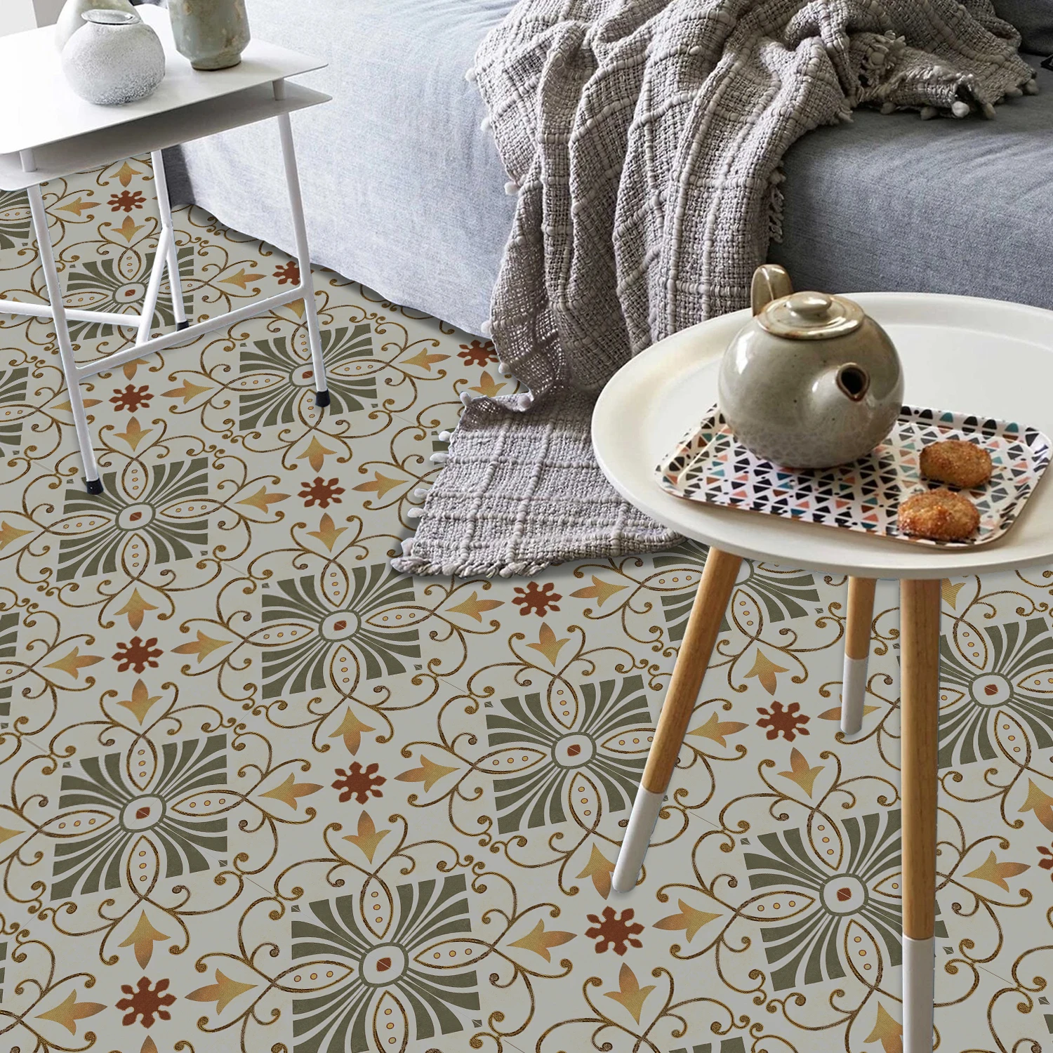 

Peel and Stick Moroccan Tile Stickers Self Adhesive Waterproof Floor Wall Decals (20x20cm/30x30cm, 5/20PCS)