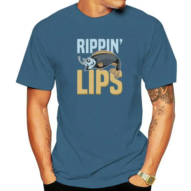 Rippin Lips Gift For A Fisherman Short Sleeve T-Shirt Retro Male T Shirt Print T Shirt Cotton Slim Fit