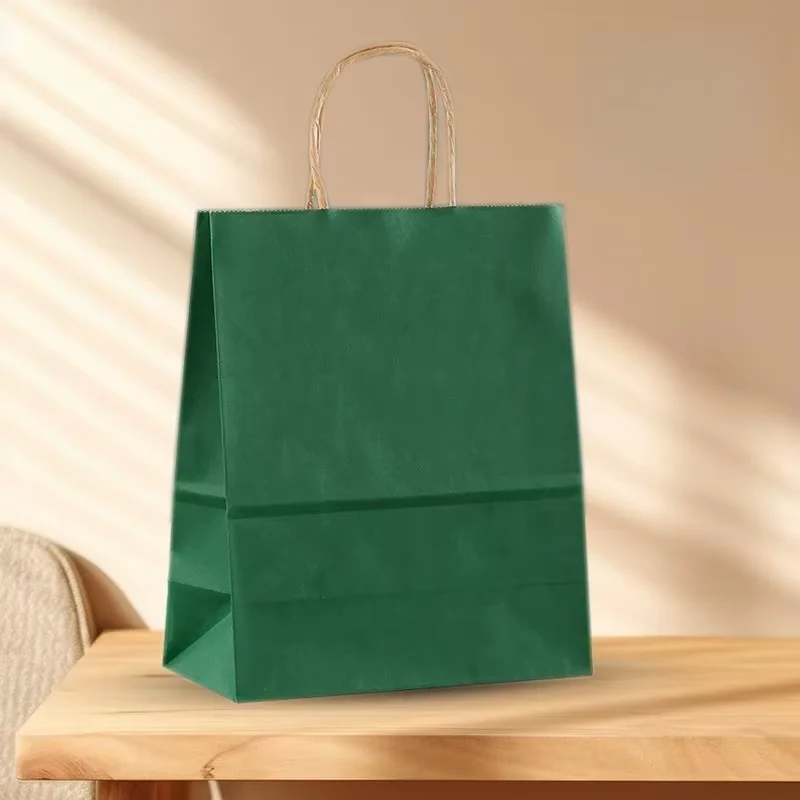 20 Stück anpassbare Logo-Kraftpapiertüten mit Griffen, Geschenkverpackungsbeutel für Geschäft, Kleidung, Hochzeit, Weihnachten, Lieferungen, Handtaschen – Detail 12
