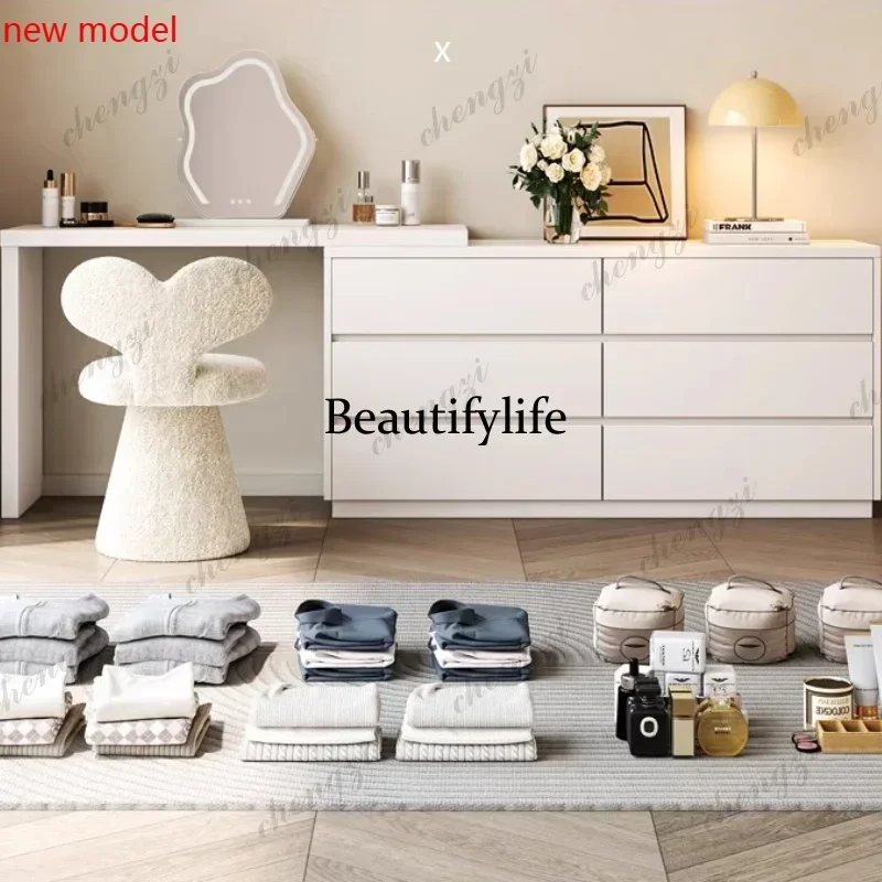 N138Mirror White Dressing Table Minimalist Wood Storage Drawer Dressing Table Design Comfortable Penteadeira De Maquiagem Furnit
