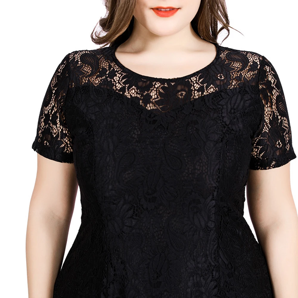 Black White Dresses For Women Lace Large Size Women\'s Clothing Curvy Plus Size Wedding Dresses Evening Party 5xl 6xl Guest Look