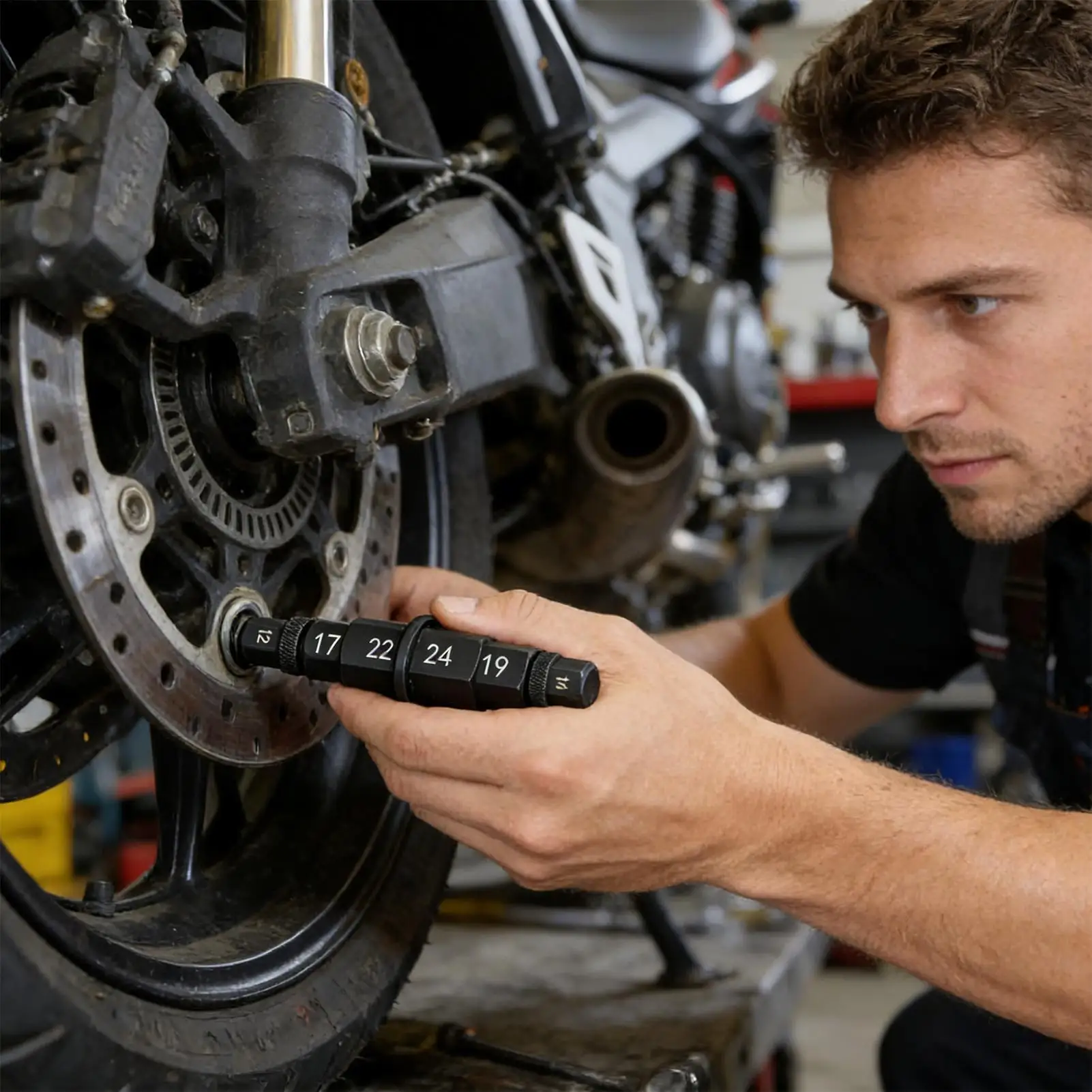 

Hex Axle Tool For Motorcycle 12-24mm Universal Precise Portable Tool Motorcycle Hex Axle For Nut Tire Wheel Fork Rear Automotive