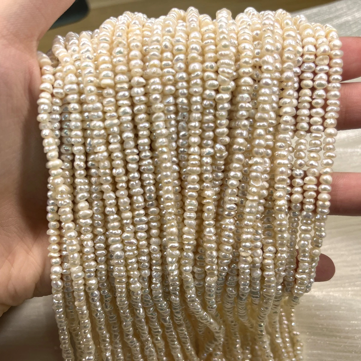 

3-4mm Semi-finished Flat Natural Freshwater Pearl Grade A Beads for Jewelry Making Supplies DIY Necklace Bracelet Accessories