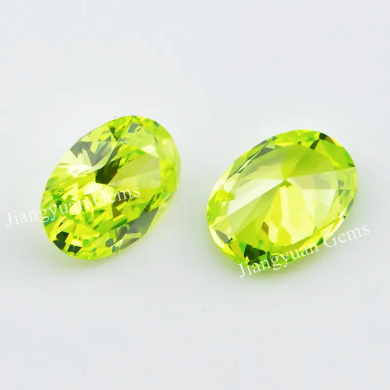 Größe 3x5mm~10x12mm 5A Zirkon Ovaler Schliff Apfelgrüner Kubischer Zirkonia Stein Loser CZ Synthetischer Edelstein für Schmuckherstellung – Detail 2