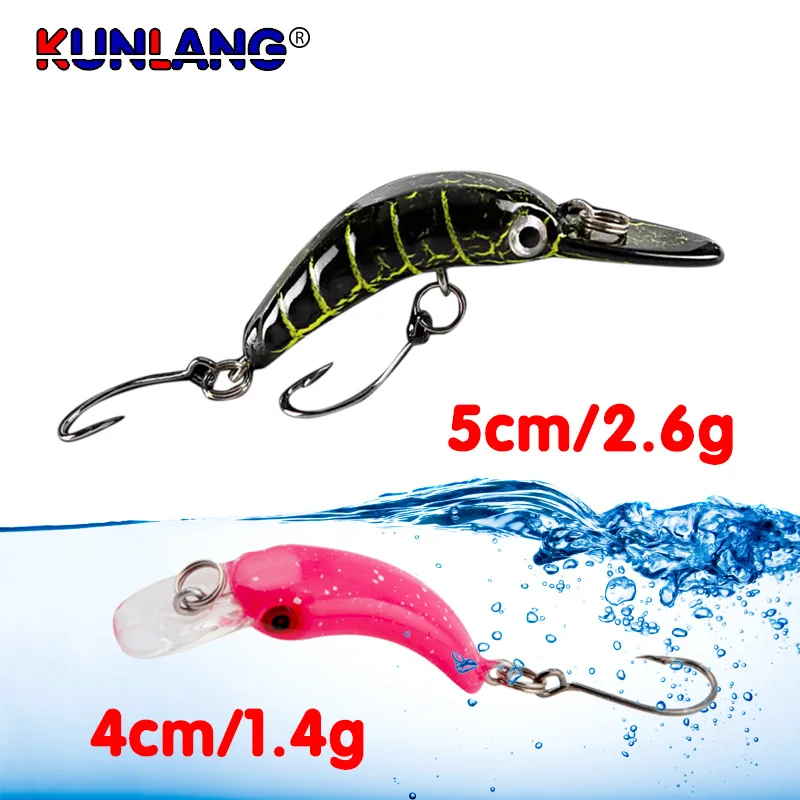 1PCS Fishing Lure Mini Crankbait Trout Minnow 4cm 1.4g 5cm 2.6g Freshwater Wobbler Minnow Crank Artificial Hard Bait Pike Tackle