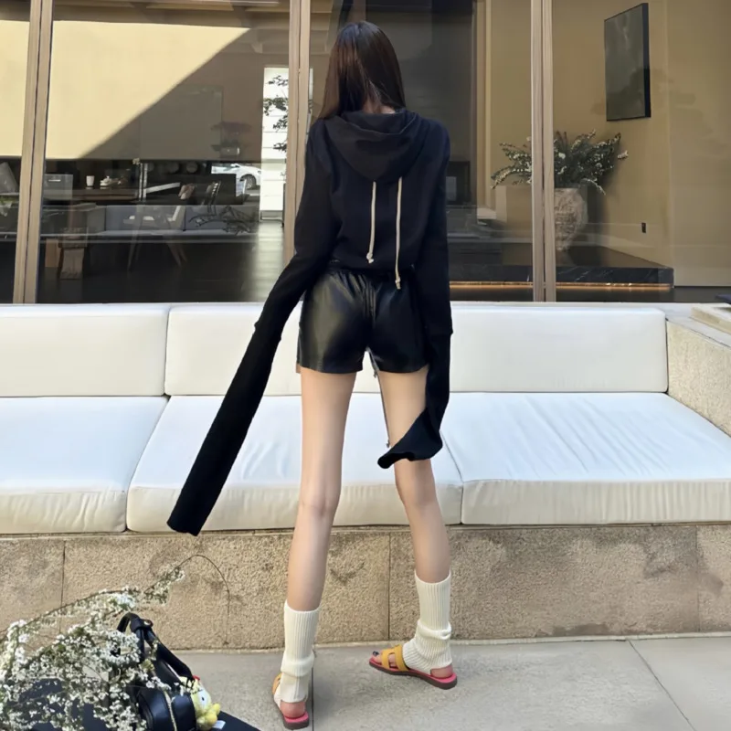 HKSH Herbst Neue frauen High Street Stilvolle Langarm Persönlichkeit Einfarbig Tasche Kordelzug Grundlegende Mit Kapuze Sweatshirt HK7632