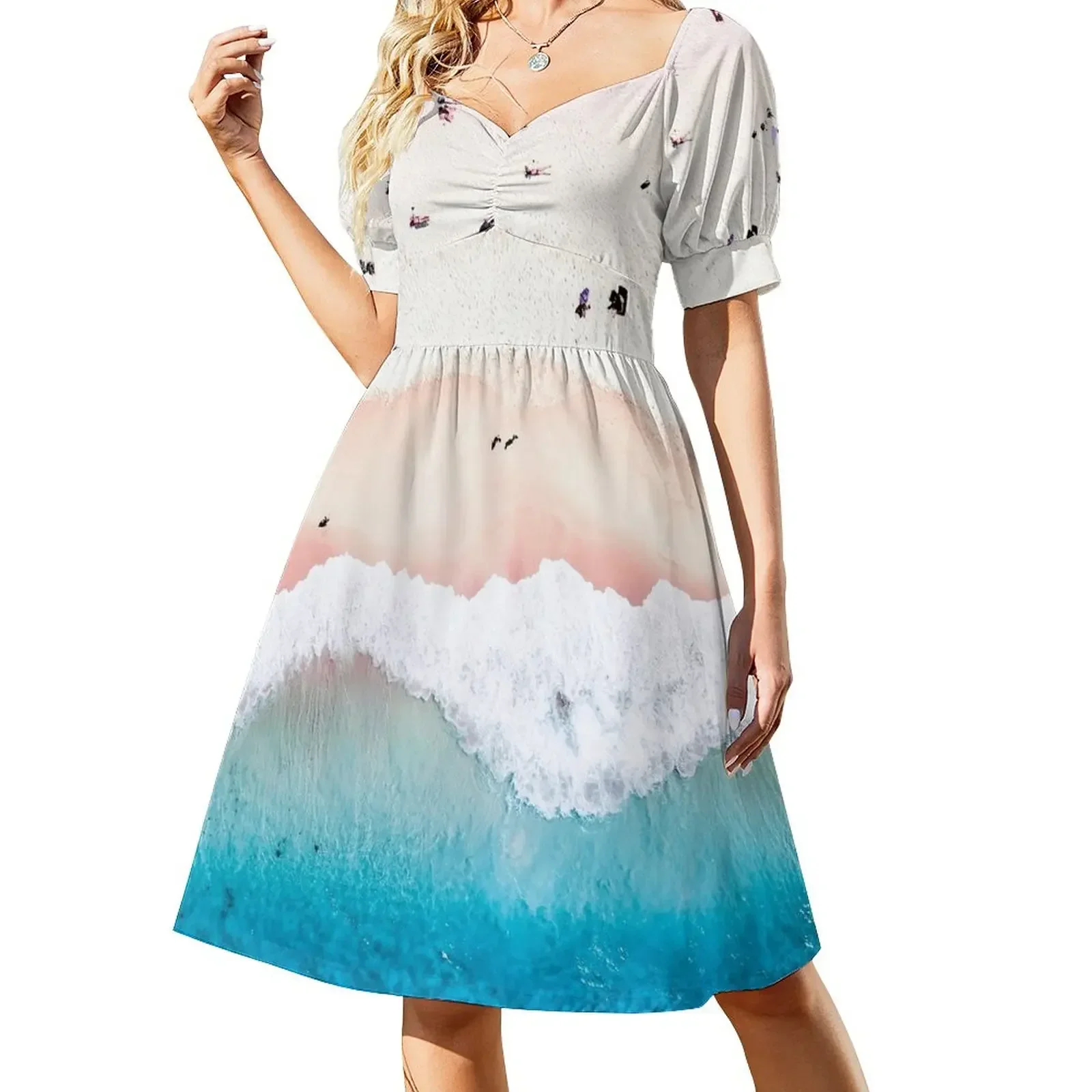 

Aerial Sandy Beach Short-Sleeved Dress women clothing 2025 new arrivals Clothing Dress