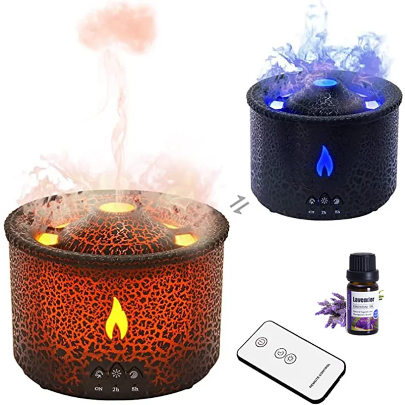 

Manufacturer Wholesale Hot Home Appliances Living Room High Quality Ultrasonic RGB Mini Essential Oils Volcano Flame Diffuser